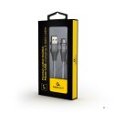 Kabel USB 2.0 (AM/microUSB M) 1m oplot tekstylny grafitowo-biały Gembird