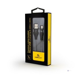 Kabel USB 2.0 (AM/microUSB M) 1m oplot tekstylny czarno-biały Gembird