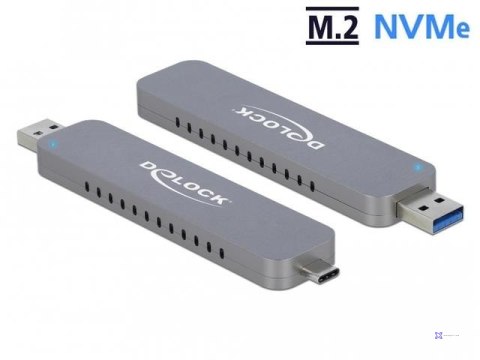 Obudowa na dysk Delock M.2 NVME USB type-C 3.1/USB-A Gen 2 srebrna