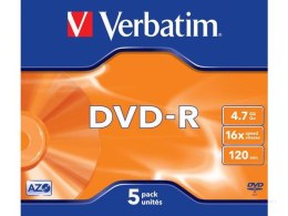 DVD-R Verbatim 4.7GB X16 Matt Silver (5 Jewel Case)