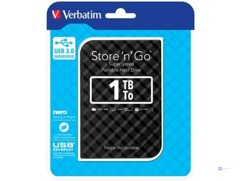 Dysk zewnętrzny Verbatim 1TB Store 'n' Go 2.5" 5400 USB 3.0 czarny