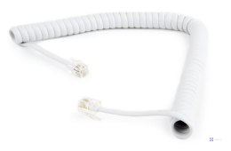 Kabel telefoniczny RJ10 4P4C spiralny 2m (biały) Gembird