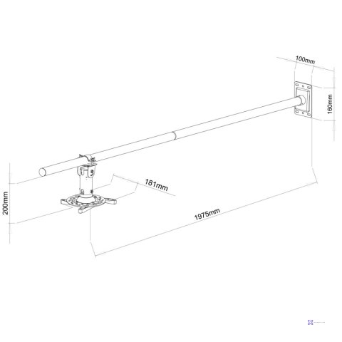 UCHWYT ŚCIENNY 100-200cm DO PROJEKTORA P-106B 15KG ART czarny