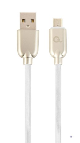 Kabel USB 2.0 (AM/microUSB M) 2m oplot gumowy biały Gembird