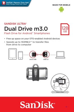 Pendrive SanDisk ULTRA SDDD3-128G-G46 (128GB; microUSB, USB 3.0; kolor szary)