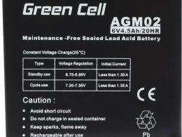 GREEN CELL AKUMULATOR ŻELOWY AGM02 6V 4,5AH