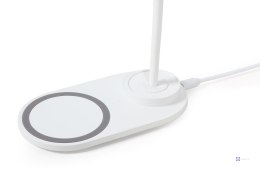 Lampka biurkowa LED z ładowarką bezprzewodową Gembird (biała)