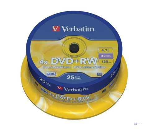 DVD+RW Verbatim 4x 4.7GB (Cake 25) MATT SILVER