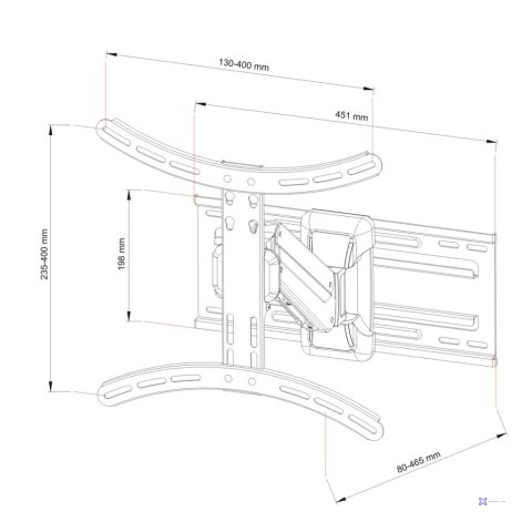 UCHWYT DO TV LED/LCD AR-71 ART 23-55" 25KG reg.pion/poziom GAZOWY