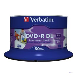 DVD+R DL Verbatim 8.5GB 8x Wide Inkjet Printable (Spindle 50)