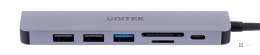 UNITEK HUB USB-C 7W1, HDMI 4K, PD 100W, 5GBPS, ALU