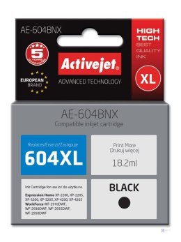 Activejet AE-604BNX Tusz (zamiennik Epson 604XL C13T10H14010, 500 stron; 18,2 ml; Supreme; czarny)