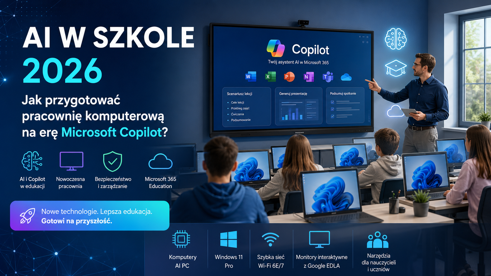 AI w szkole 2026 – jak przygotować pracownię komputerową na erę Microsoft Copilot