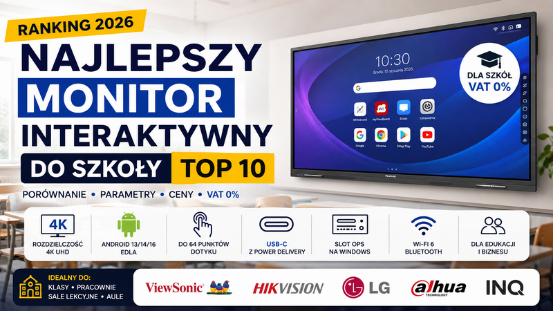 Najlepszy monitor interaktywny do szkoły 2026 – TOP 10. Ranking monitorów 65″, 75″ i 86″
